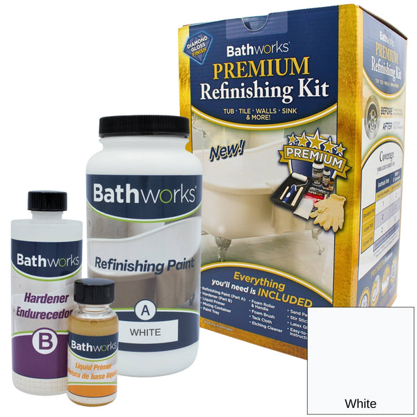 Bathworks DIY Bathtub and Tile Refinishing Kit, White - 20 oz canister