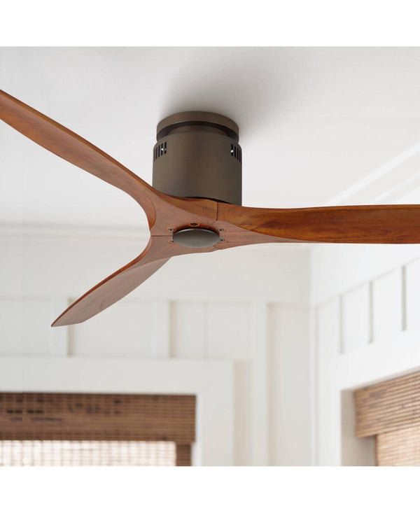 Casa Vieja 52" Windspun Rustic Farmhouse 3 Blade Hugger Indoor Ceiling Fan with Remote Control Oil Rubbed Bronze Walnut Solid Wood for Living